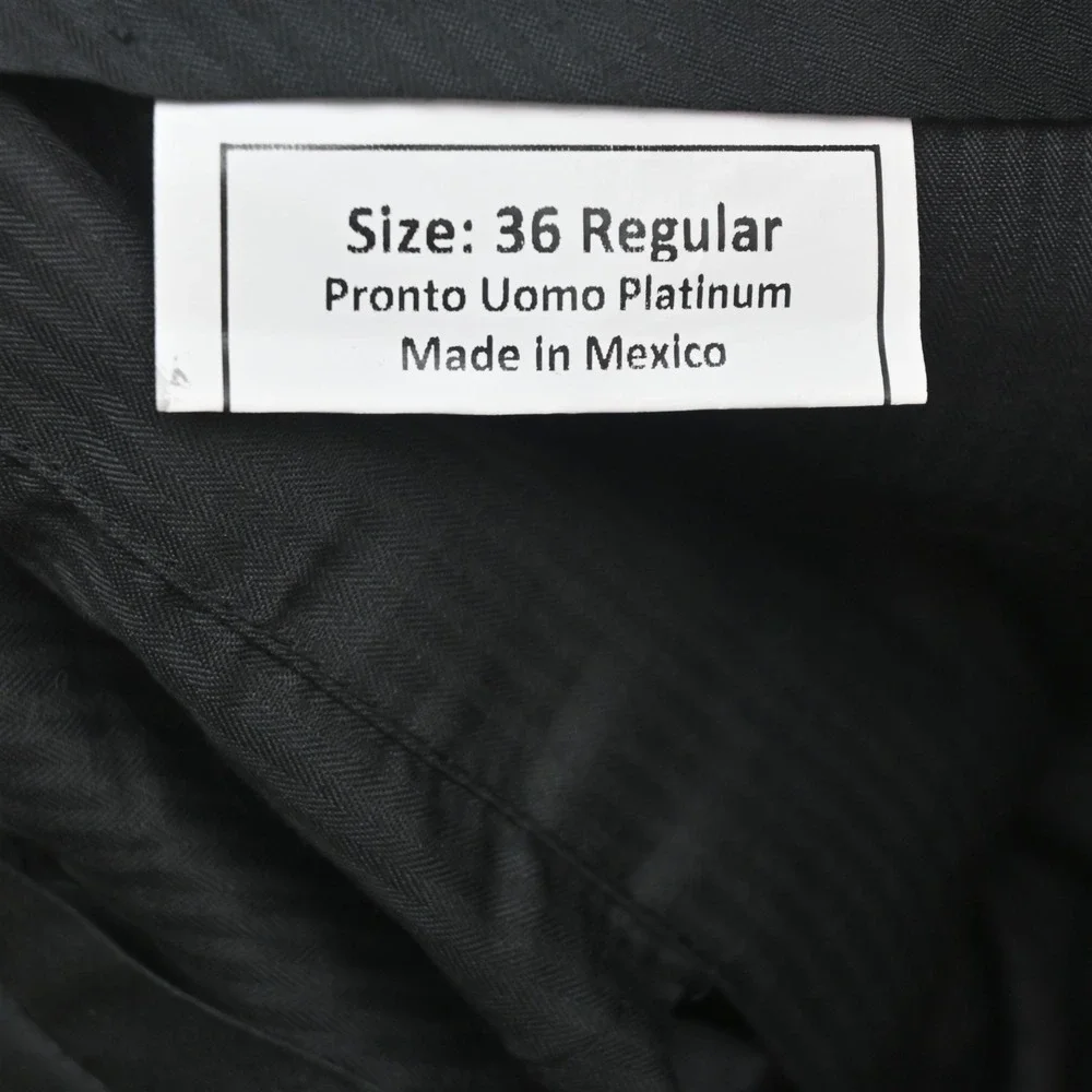 Pronto Uomo 40R 36x32 Charcoal Gray 100% Wool Mens Jacket Pants Suit